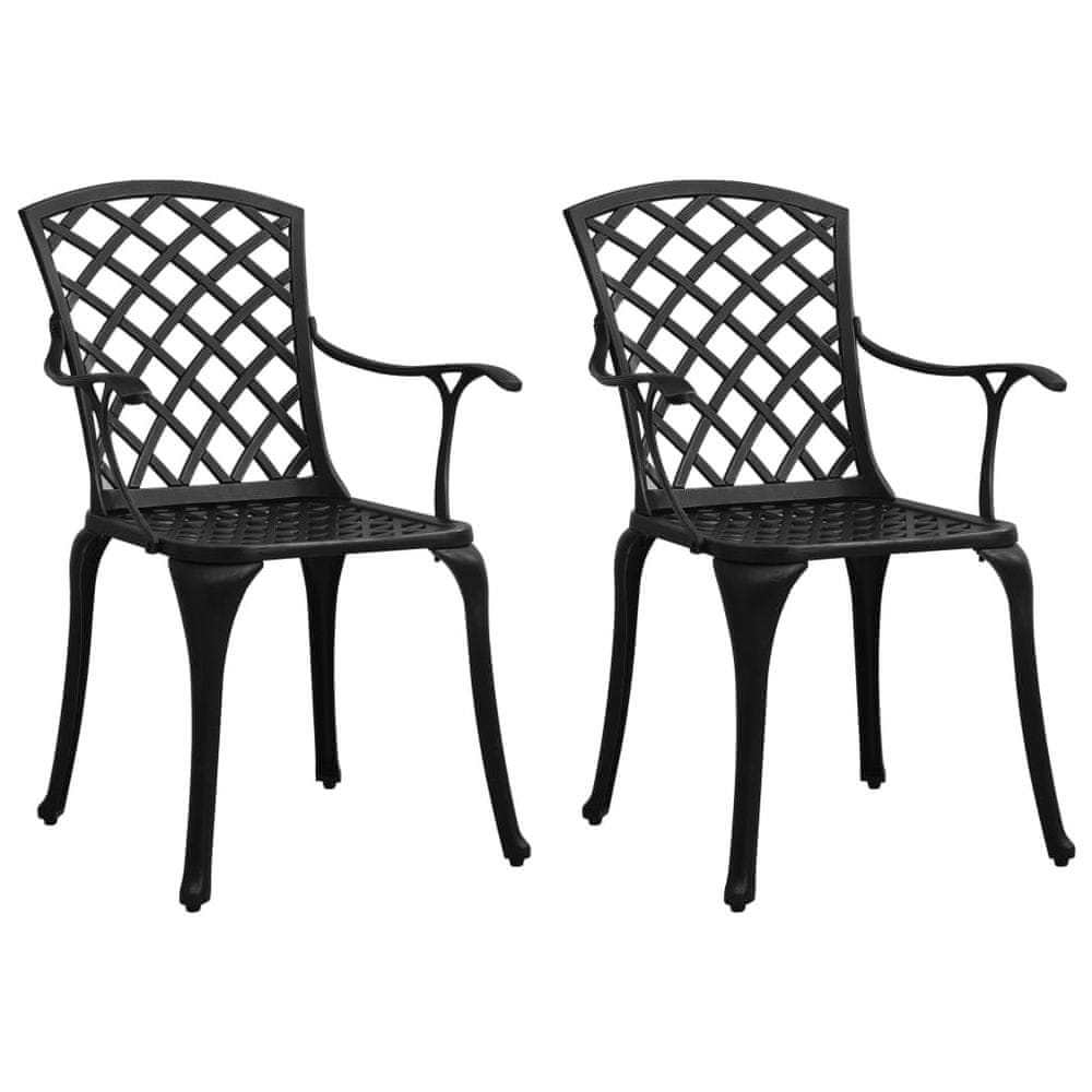 Vidaxl Záhradné stoličky 2 ks odlievaný hliník čierne